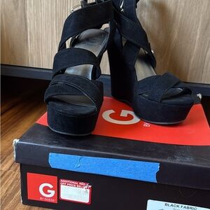 Guess Black Suede Platform Sandals